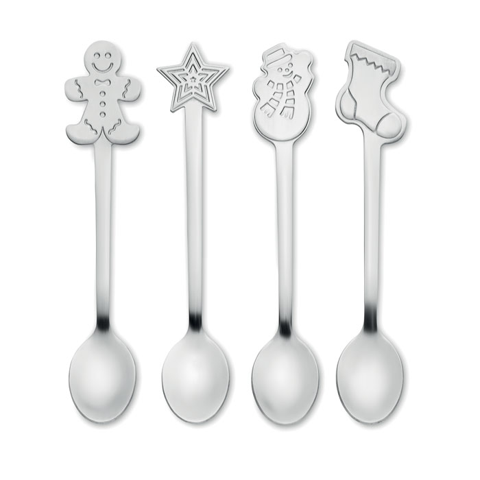 Set of 4 Christmas teaspoons with your logo
