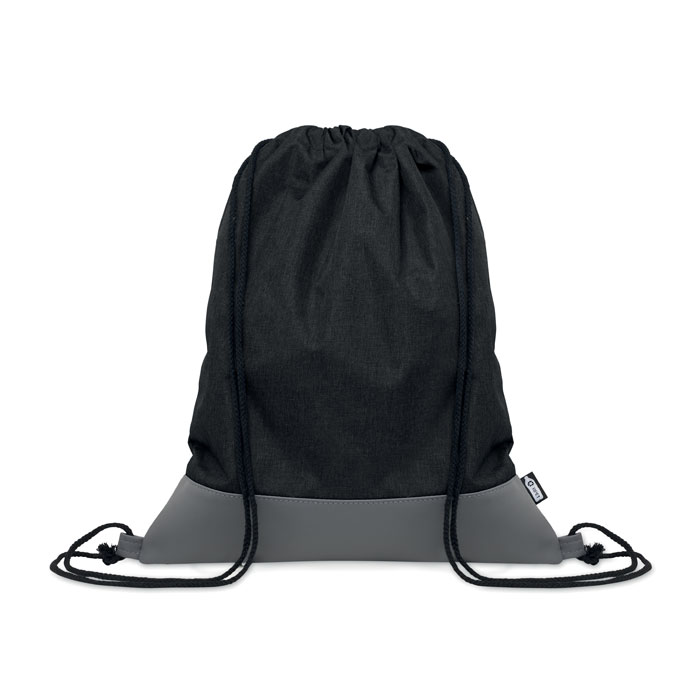 Two-tone RPET drawstring bag with PU detail with your logo