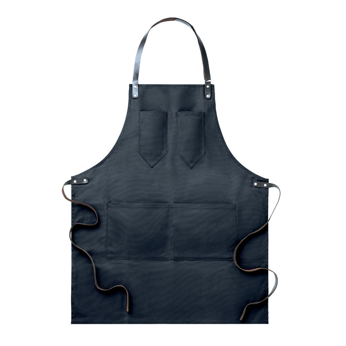 Waxed canvas apron with leather details with your logo