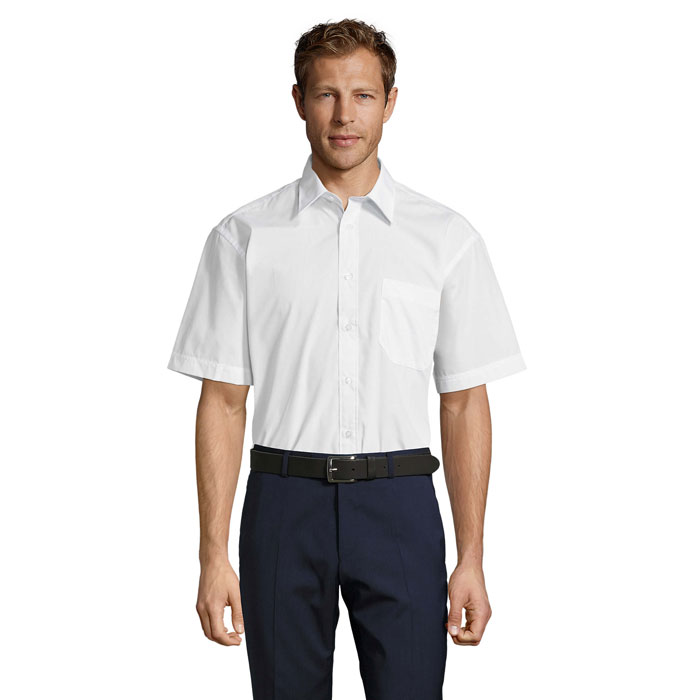 Poplin men's shirt short sleeve with your logo