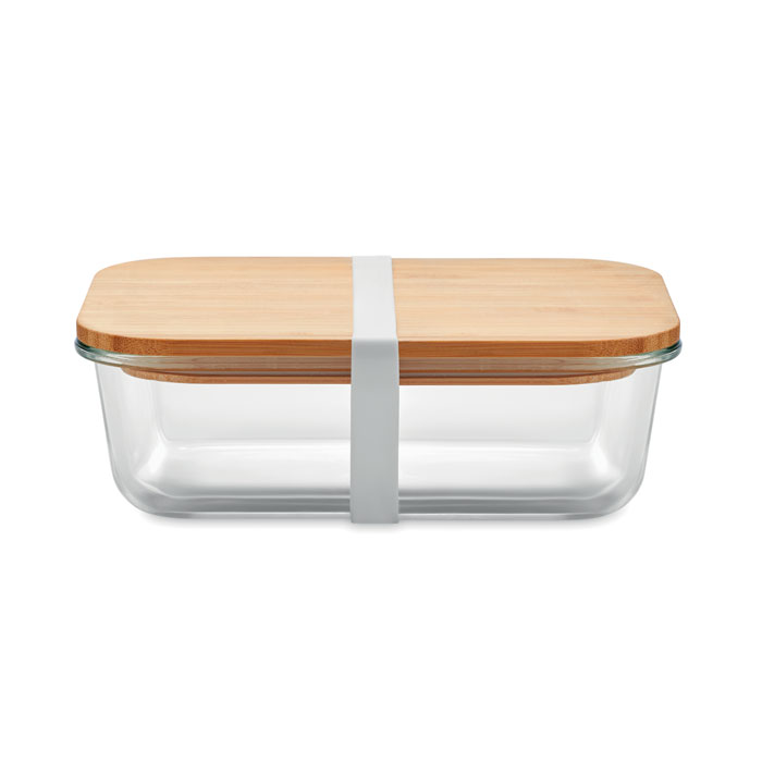 Glass lunch box with bamboo lid 800 ml with your logo
