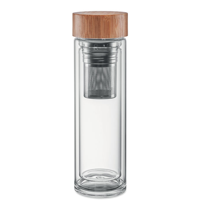 Double wall glass bottle 400 ml with your logo