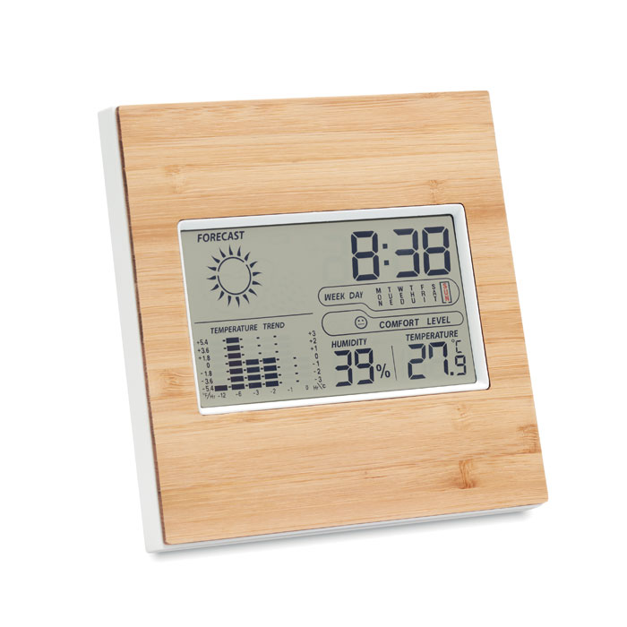 Weather station with bamboo front with your logo