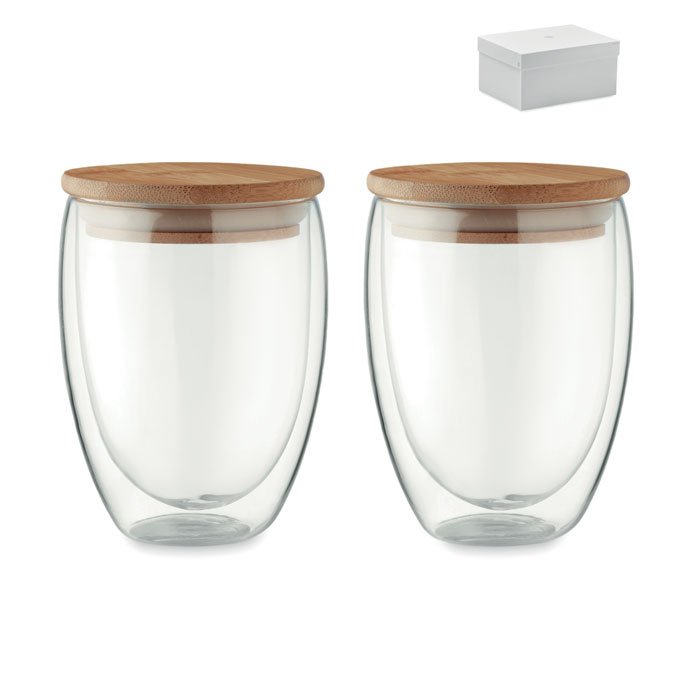 Set of 2 double-wall glasses 350 ml with your logo