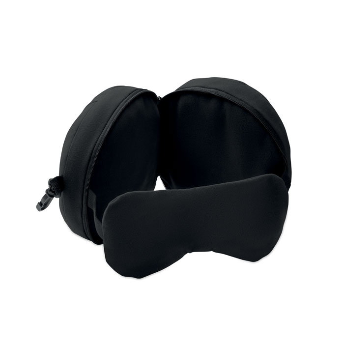 2-in-1 travel pillow with eye mask with your logo