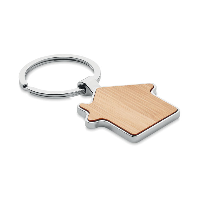 House key ring metal bamboo with your logo