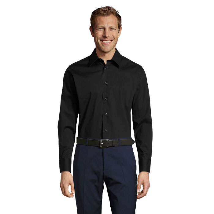 Stretch men's shirt long sleeve with your logo
