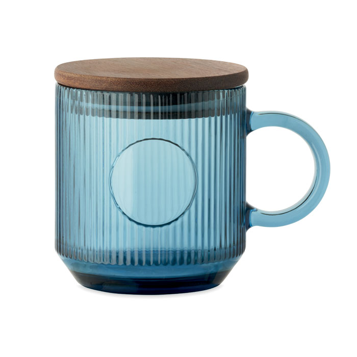 Ribbed glass mug 300 ml with your logo