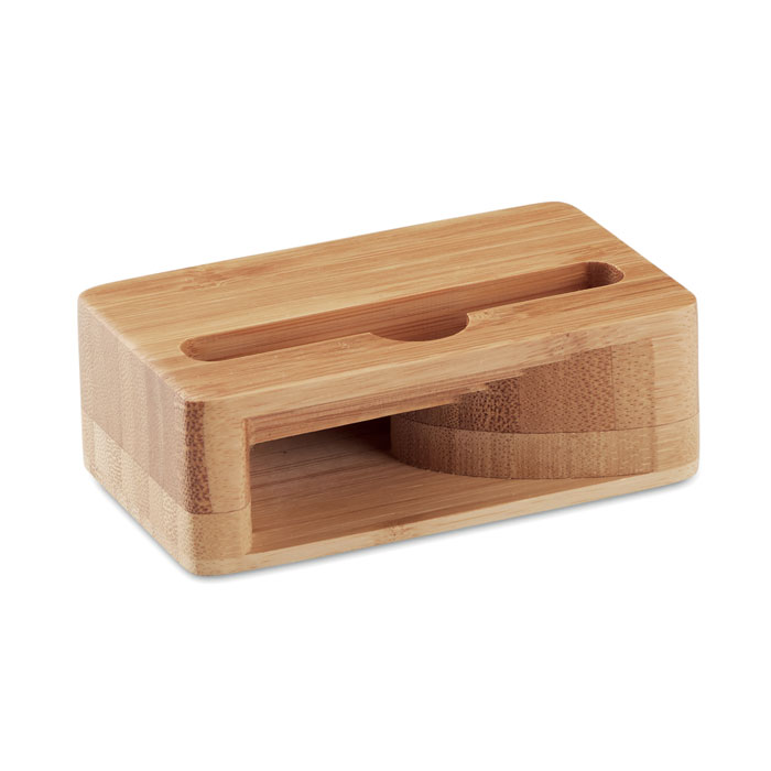 Bamboo phone stand and amplifier with your logo