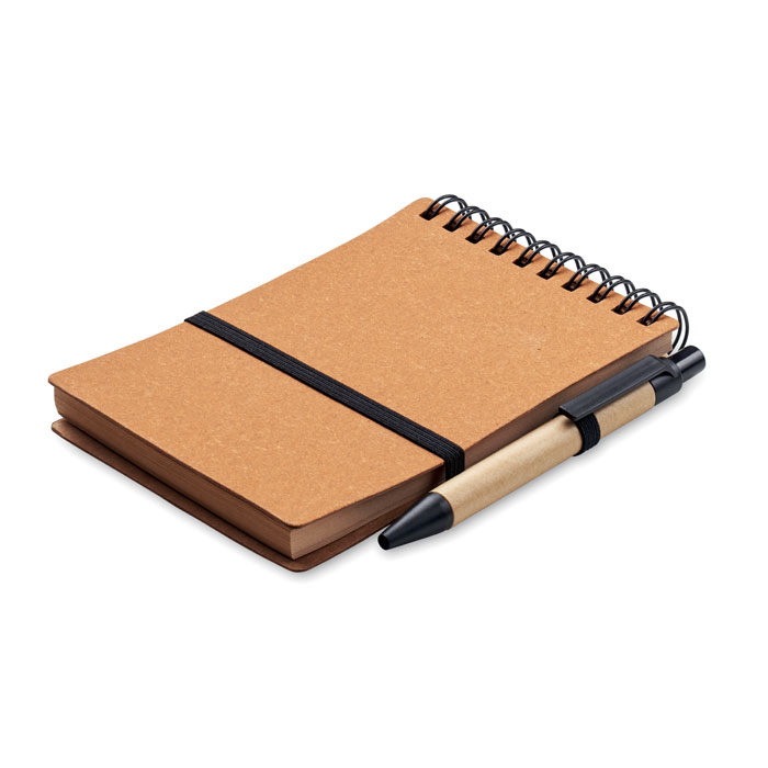 Recycled notebook with ball pen with your logo