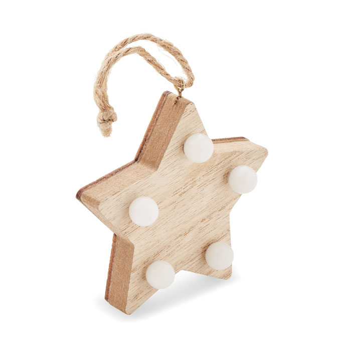 Wooden star with lights with your logo