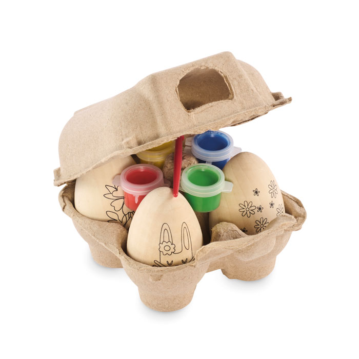 Wooden eggs painting set with your logo