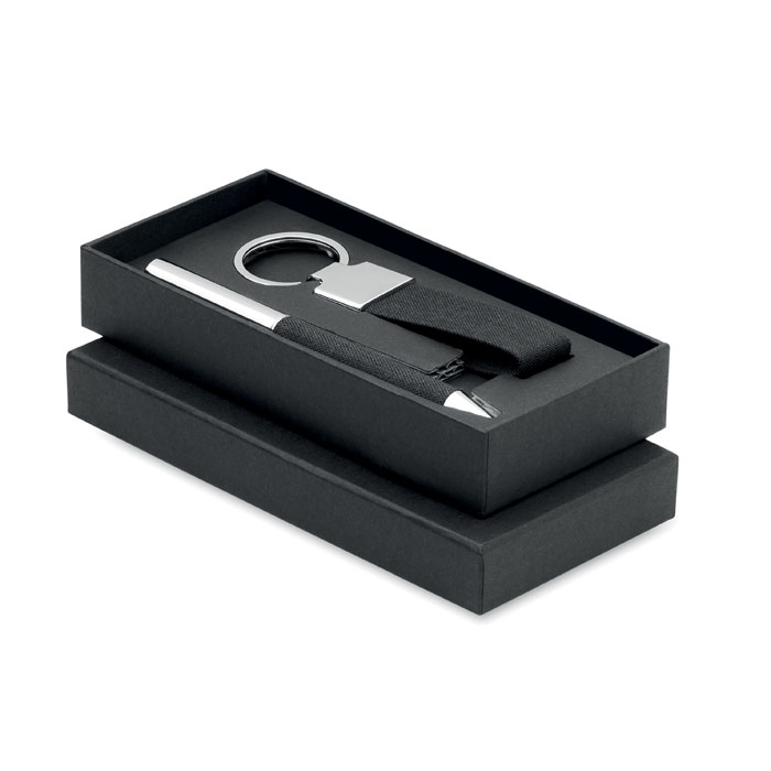 2-piece RPET pen and key ring gift set with your logo