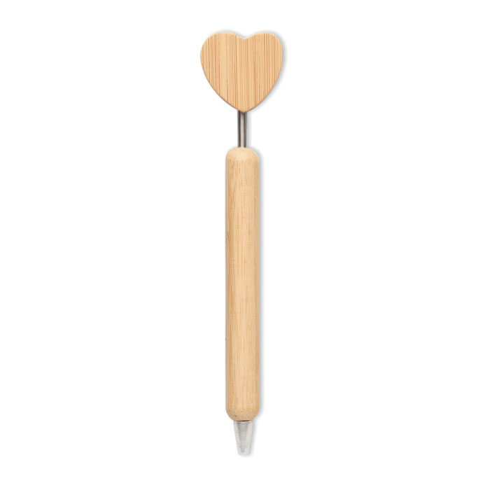 Bamboo heart ball pen with your logo