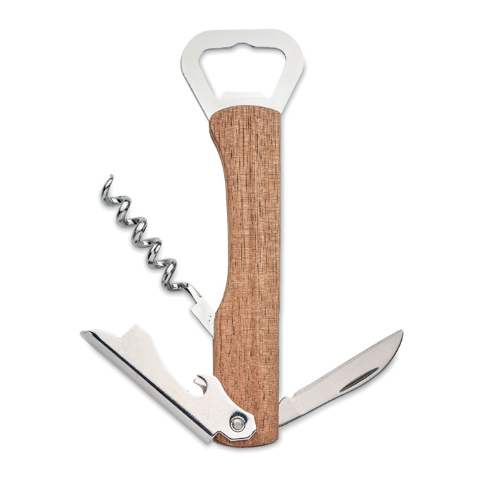 3-in-1 acacia bottle opener with your logo