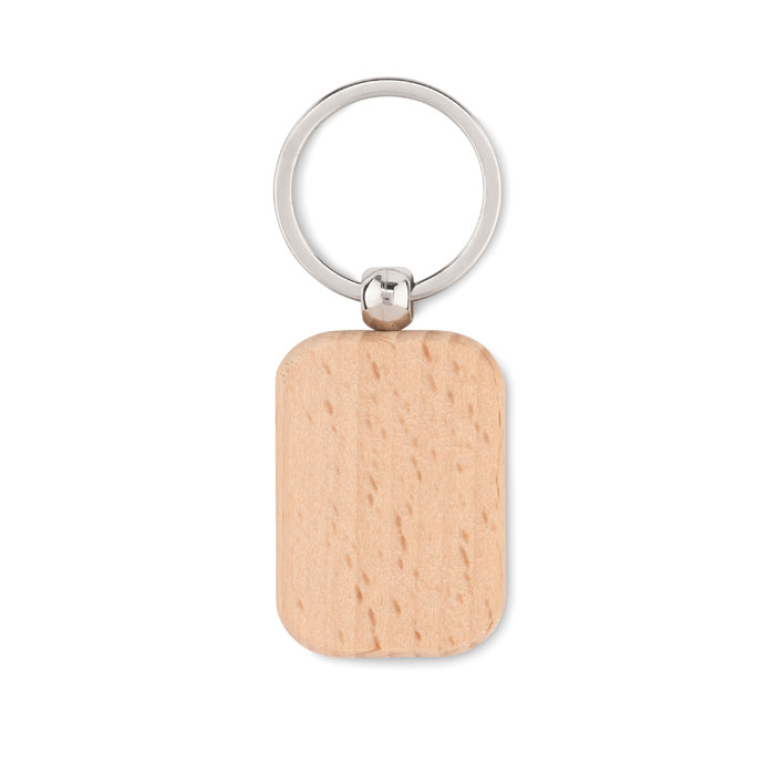 Rectangular wooden key ring with your logo
