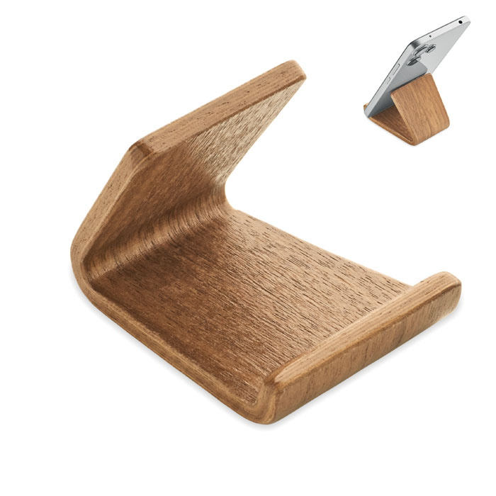 Walnut wood phone stand with your logo