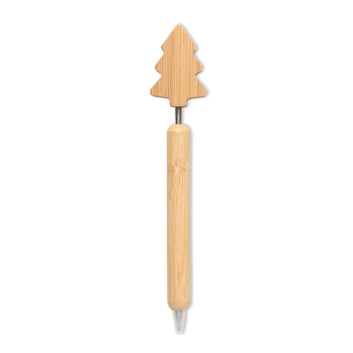 Bamboo Christmas tree ball pen with your logo
