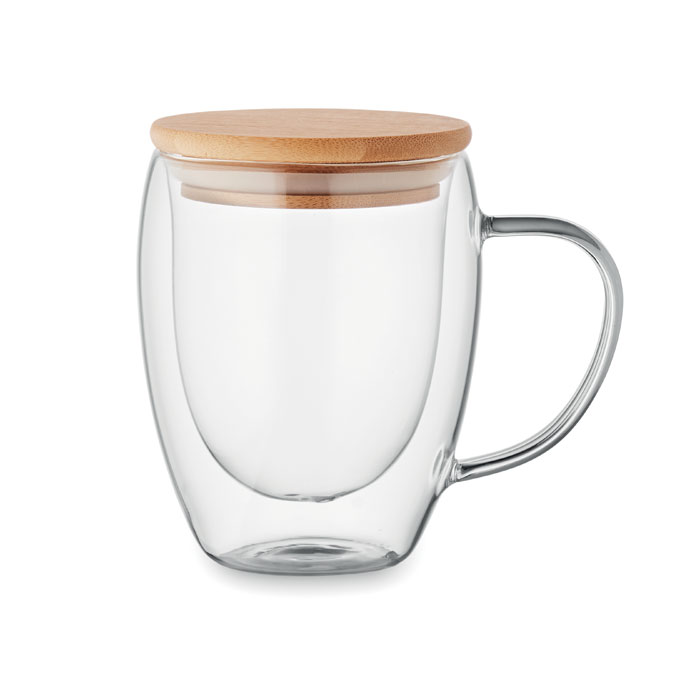 Double-wall glass mug 250 ml with your logo
