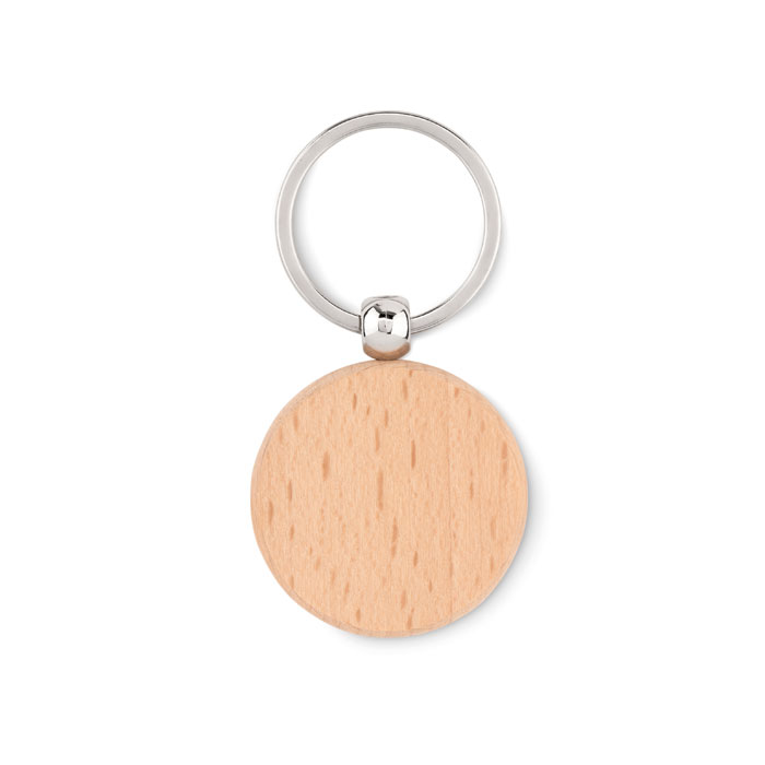 Round wooden key ring with your logo