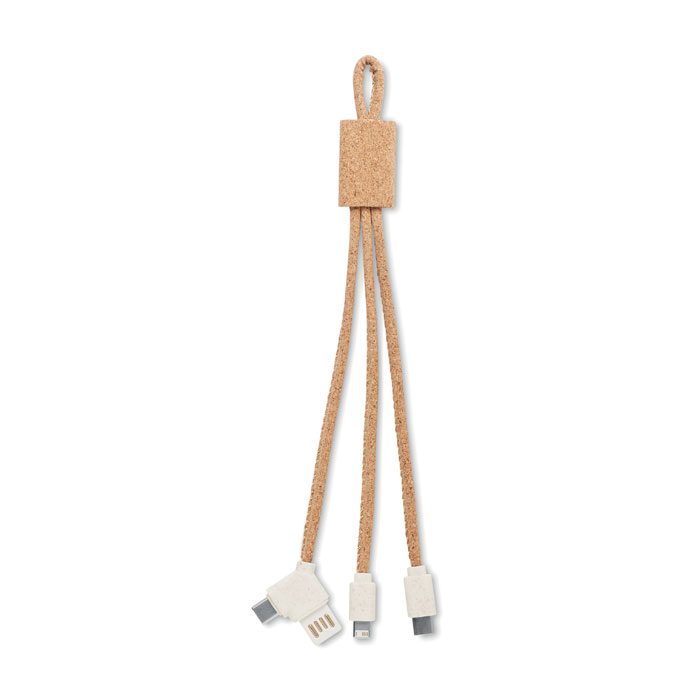 3-in-1 charging cable in cork with your logo