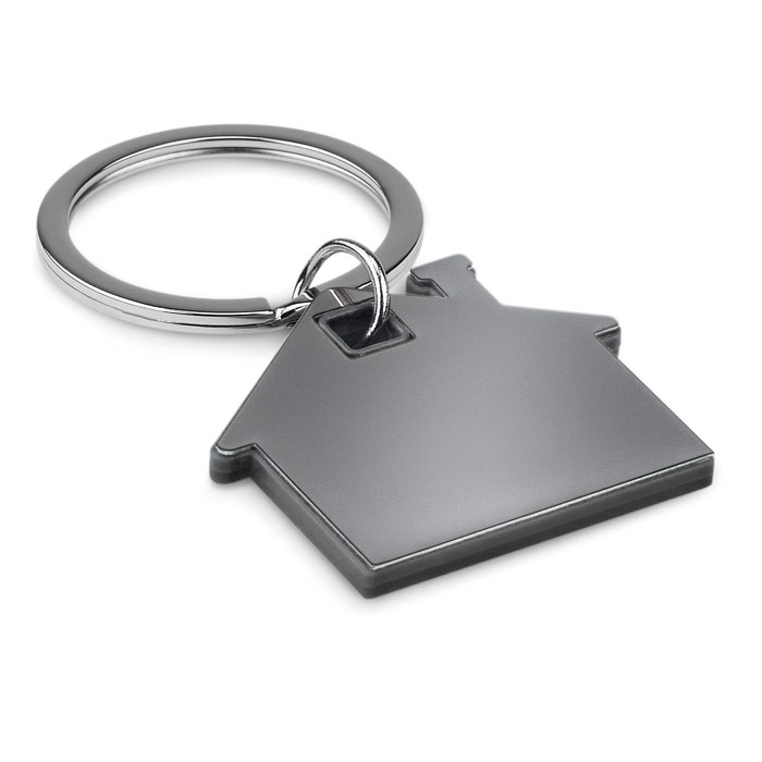 House-shaped key ring in steel and ABS with your logo