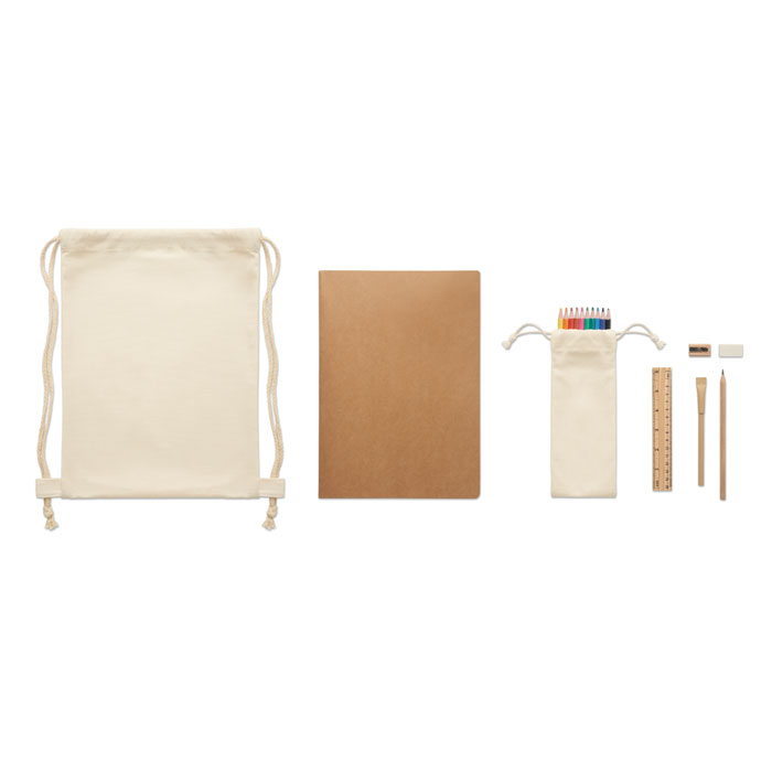 Kids' drawing set in drawstring bag with your logo