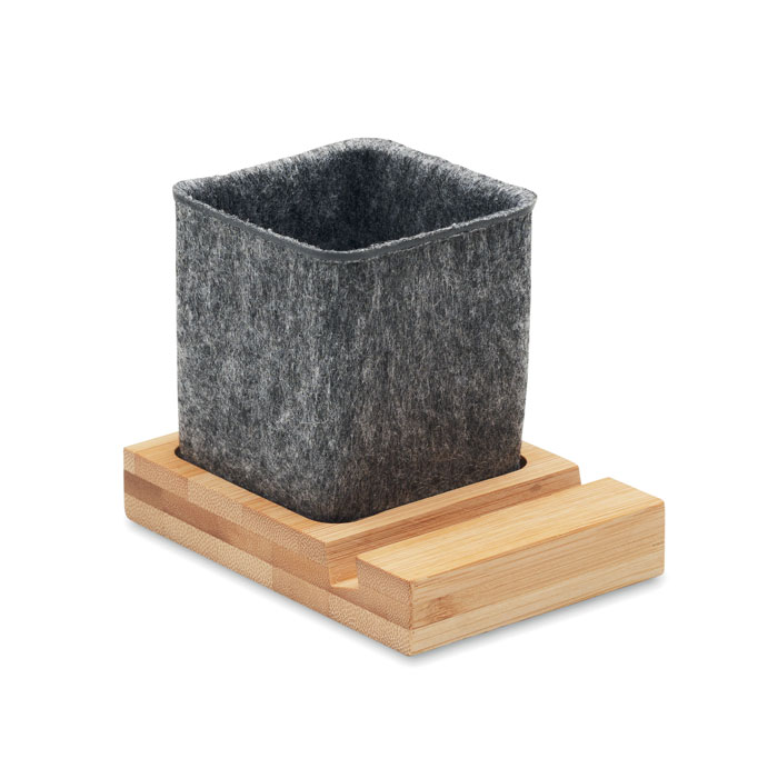 RPET felt pen pot with phone stand with your logo