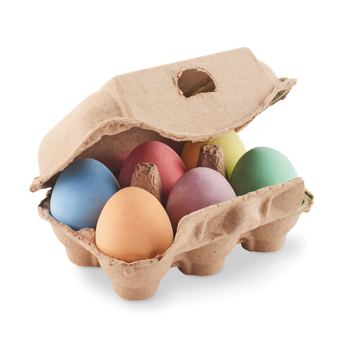 6 chalk eggs in box with your logo