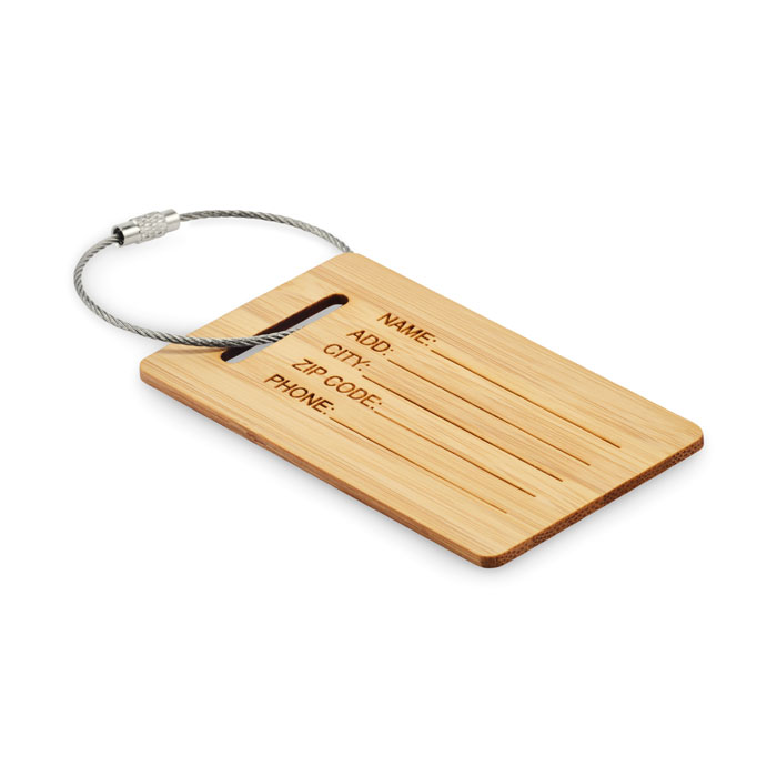 Bamboo luggage tag with your logo
