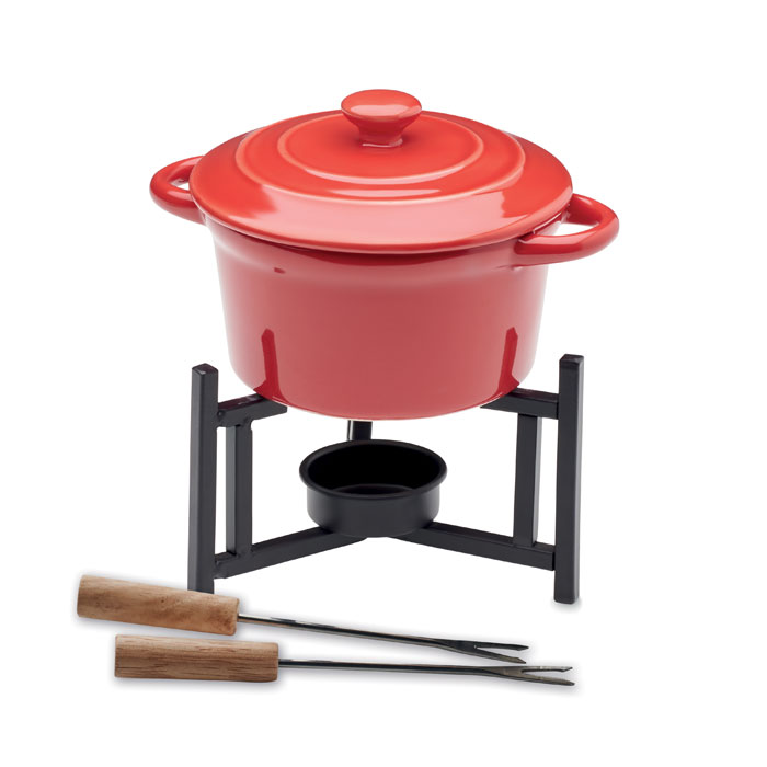 Ceramic fondue set 300 ml with your logo