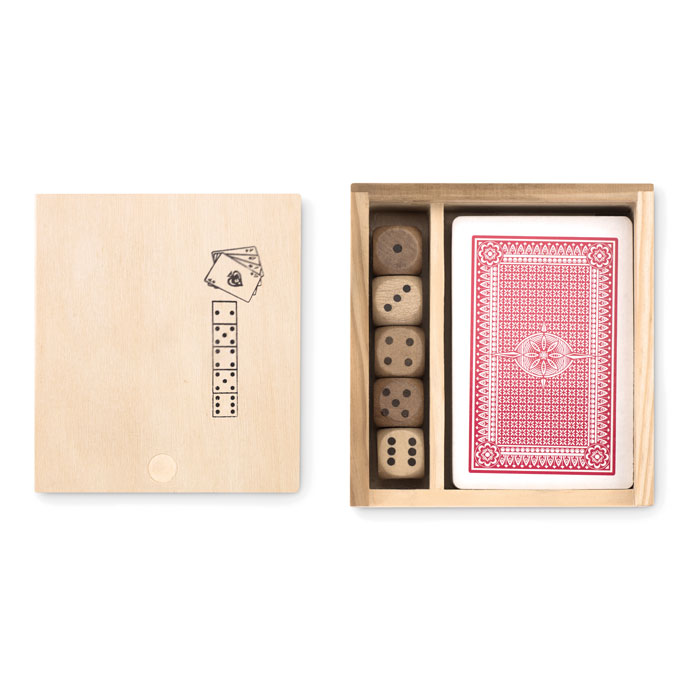 Cards and dice in box with your logo