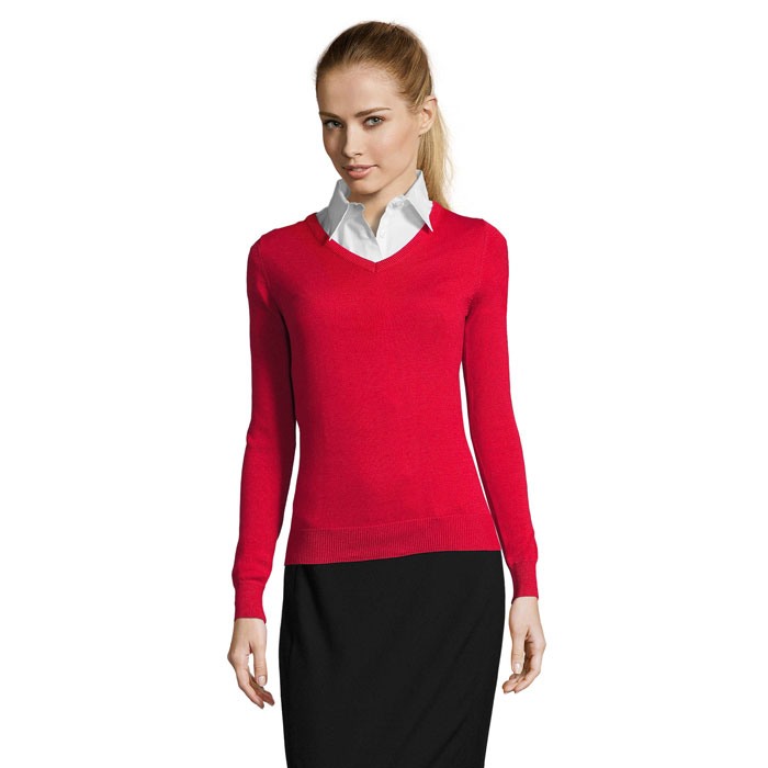 Women's V-neck sweater with your logo