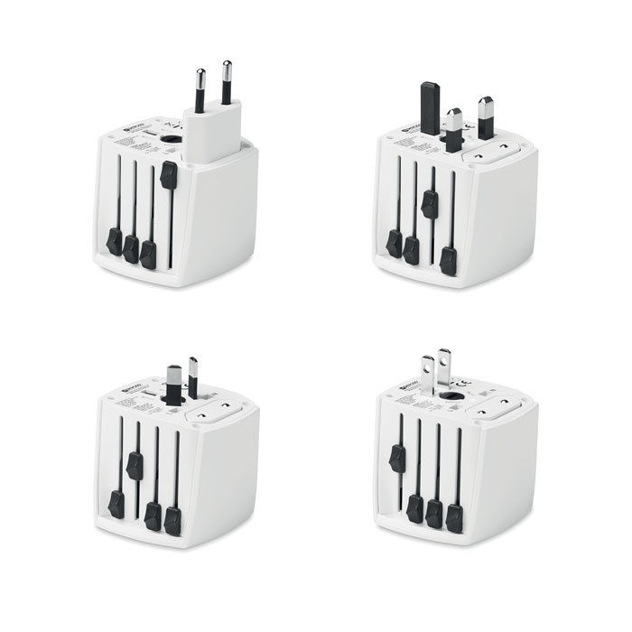 Universal 2-pole travel adapter with your logo