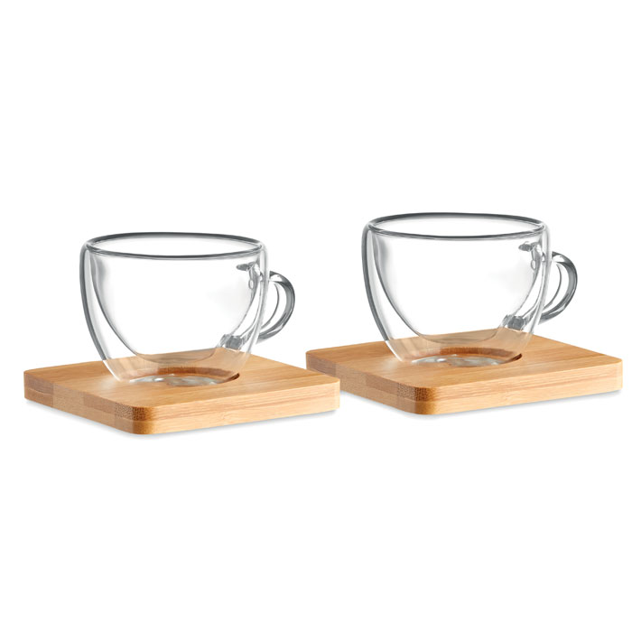 Set of 2 double-wall espresso glasses with your logo