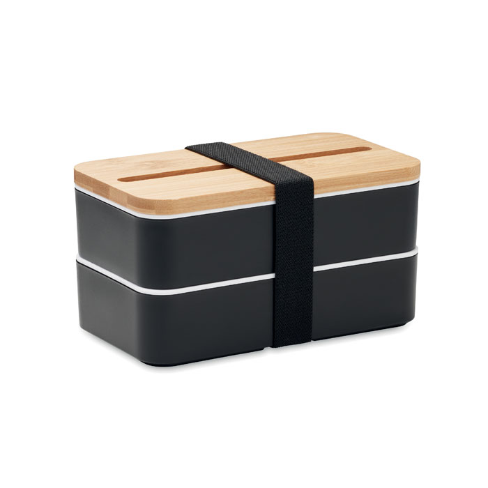 PP two-tier lunch box with phone stand with your logo