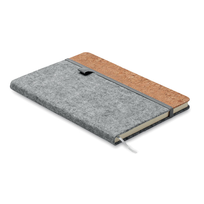 A5 RPET felt and cork notebook with your logo